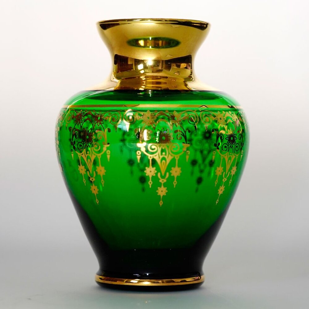 Vintage Green Ferro and Lazzarini vase 5 inch tall (J)